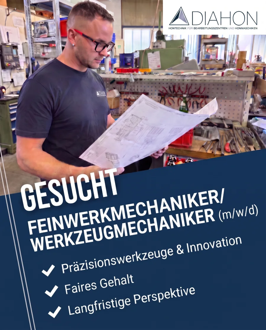 Von SpeedLead erstelltes DIAHON Recruiting Creative für eine Feinwerkmechanikerposition
